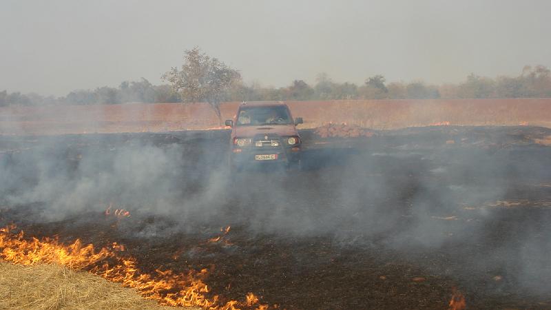11-3108.jpg - Südlich der mauretanisch-malischen Grenze: Während die Straßenfahrer bereits in Bamako sind stoßen die Geländefahrer auf ein malerisches Dorf und erleben auch noch einen Buschbrand.